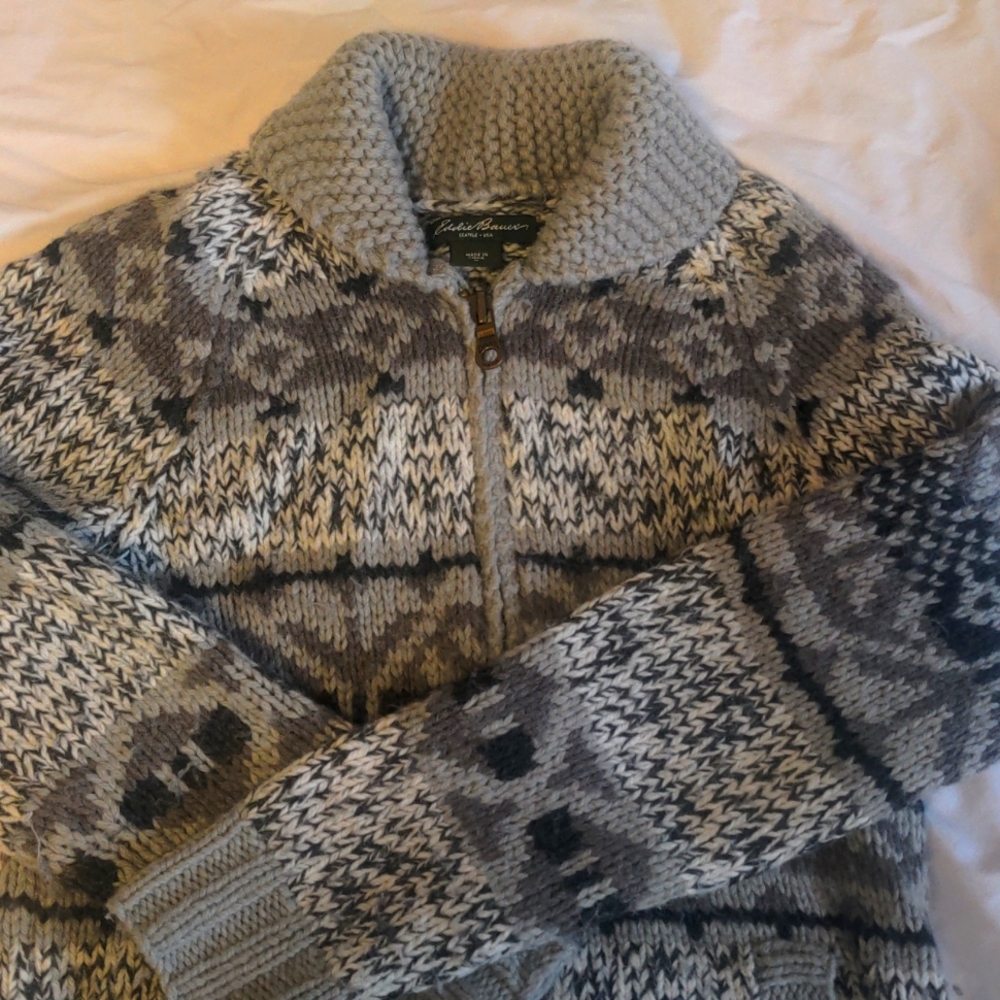 Eddie Bauer, medium, gray wool sweater